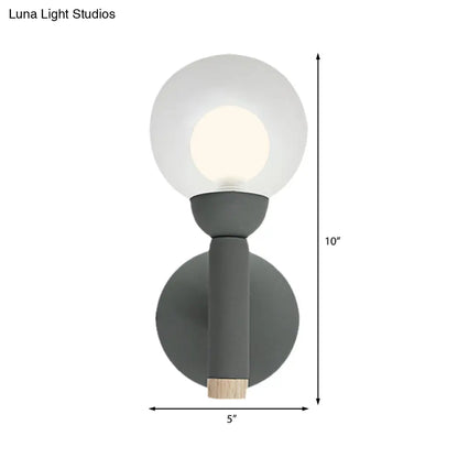 DecorBites™ Modern Macaron Style Torch Wall Sconce with Clear Glass Shade - 1 Light Mini Wall Light in Green/Grey/White