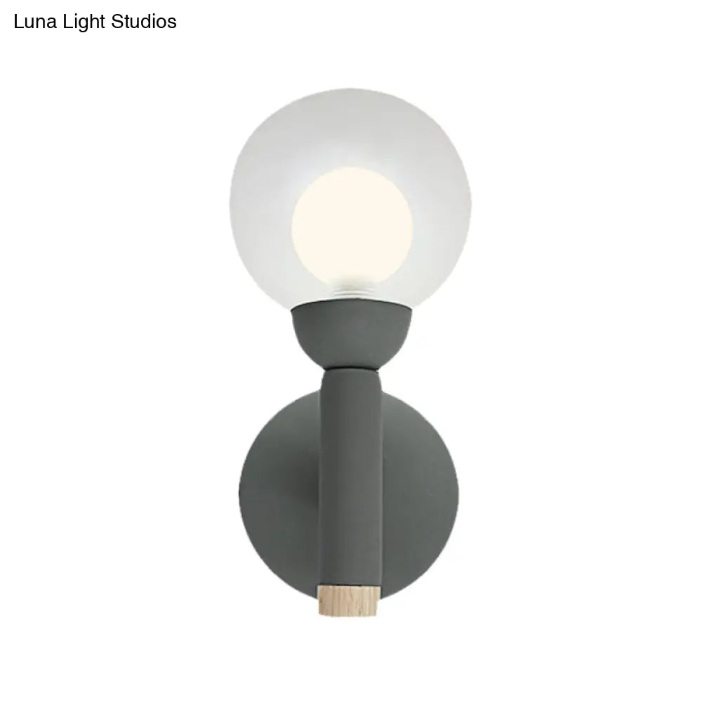 DecorBites™ Modern Macaron Style Torch Wall Sconce with Clear Glass Shade - 1 Light Mini Wall Light in Green/Grey/White