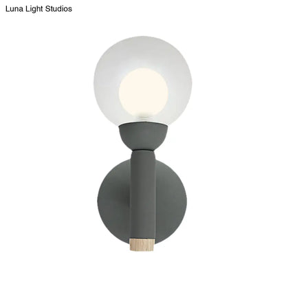 DecorBites™ Modern Macaron Style Torch Wall Sconce with Clear Glass Shade - 1 Light Mini Wall Light in Green/Grey/White