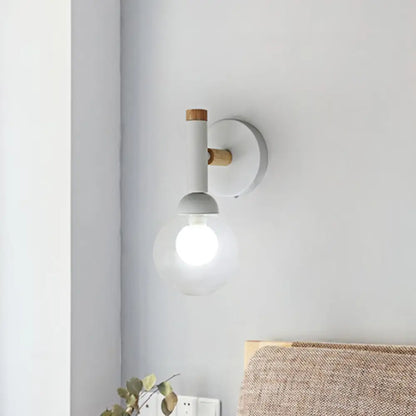 DecorBites™ Modern Macaron Style Torch Wall Sconce with Clear Glass Shade - 1 Light Mini Wall Light in Green/Grey/White
