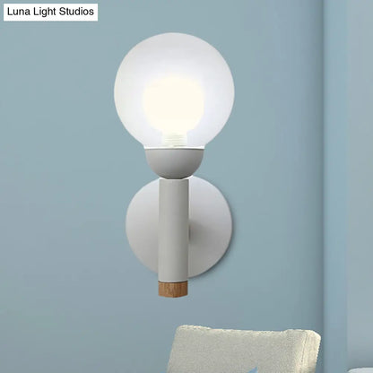 DecorBites™ Modern Macaron Style Torch Wall Sconce with Clear Glass Shade - 1 Light Mini Wall Light in Green/Grey/White