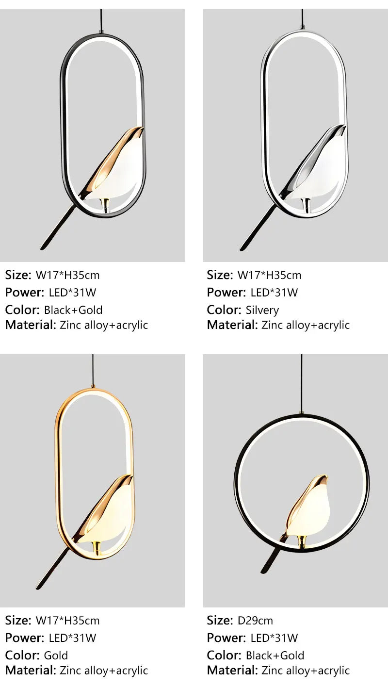 DecorBites™ Modern Magpie Bird LED Pendant Lights