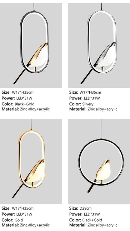 DecorBites™ Modern Magpie Bird LED Pendant Lights