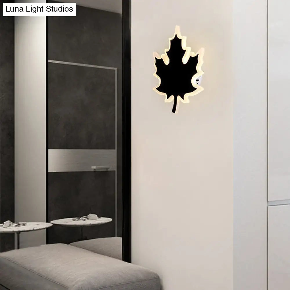 DecorBites™ Modern Maple Leaf Acrylic LED Wall Sconce Light in Warm/White