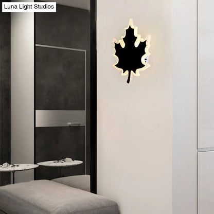 DecorBites™ Modern Maple Leaf Acrylic LED Wall Sconce Light in Warm/White