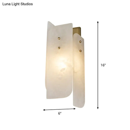 DecorBites™ Modern Marble 1-Light Corner Wall Sconce Lamp in White