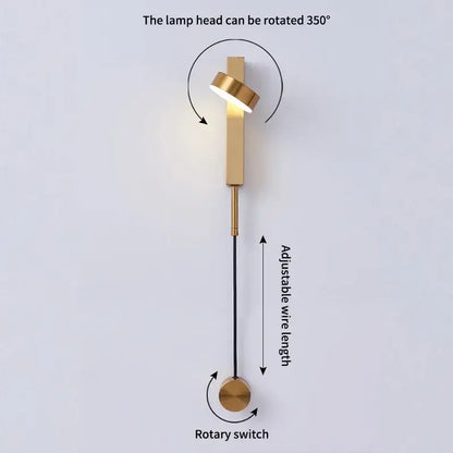 Modern marble and black rotation led wall lamp bedroom light fixture