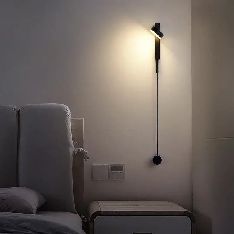 Modern marble and black rotation led wall lamp bedroom light fixture