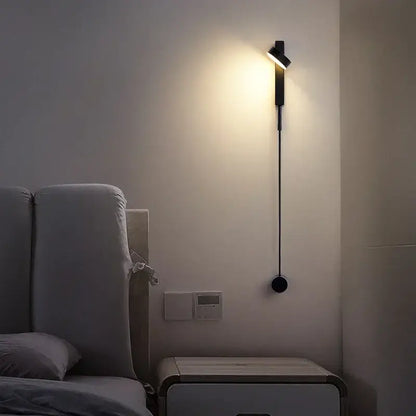 Modern marble and black rotation led wall lamp bedroom light fixture