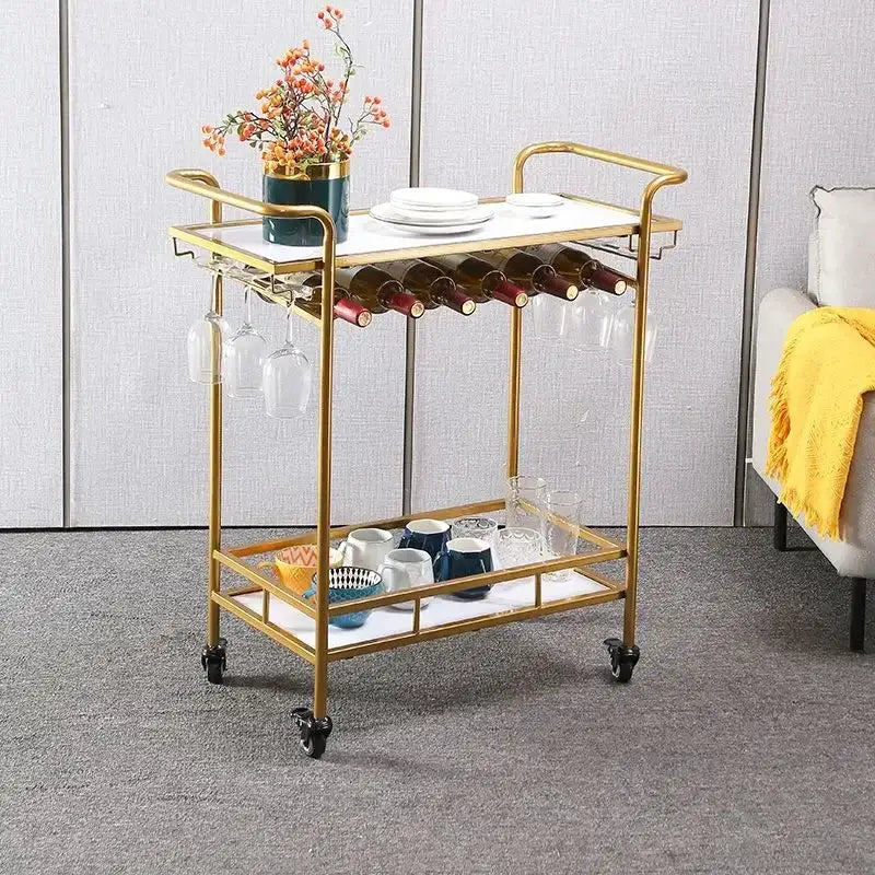 Modern marble and gold drinks trolley dining room bar cart