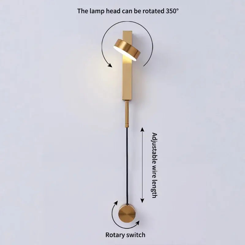 Modern marble black rotating led wall lamp bedroom sconce