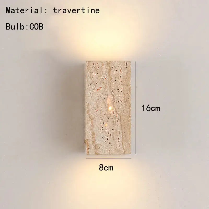 Modern marble cuboid stone led wall lamp bedroom sconce set