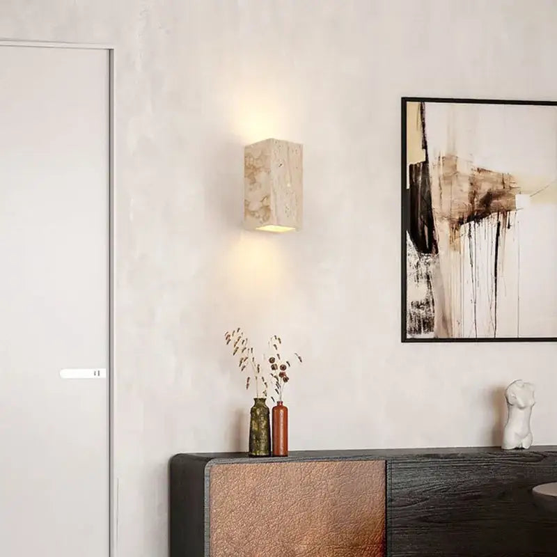 Modern marble cuboid stone led wall lamp bedroom sconce set