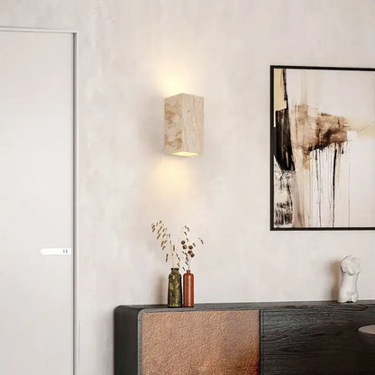 Modern marble cuboid stone led wall lamp bedroom sconce set