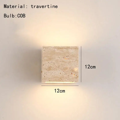 Modern marble cuboid stone led wall lamp bedroom sconce set