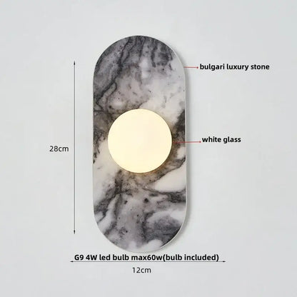 Modern marble glass globe led wall lamp bathroom mirror light