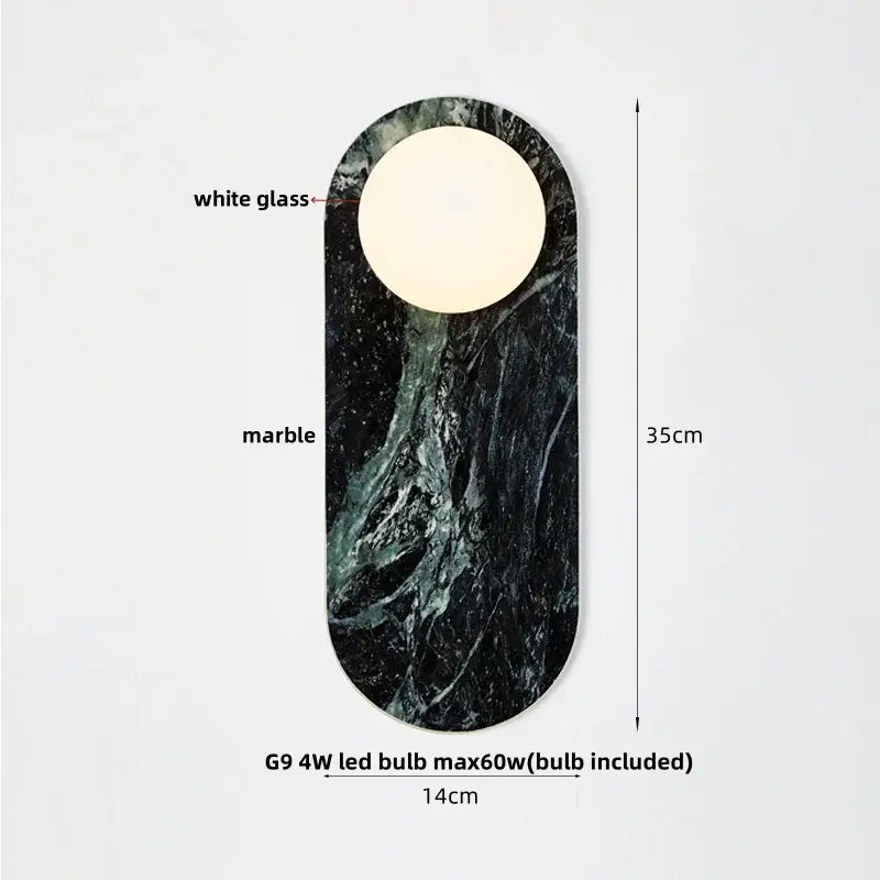 Modern marble glass globe led wall lamp bathroom mirror light