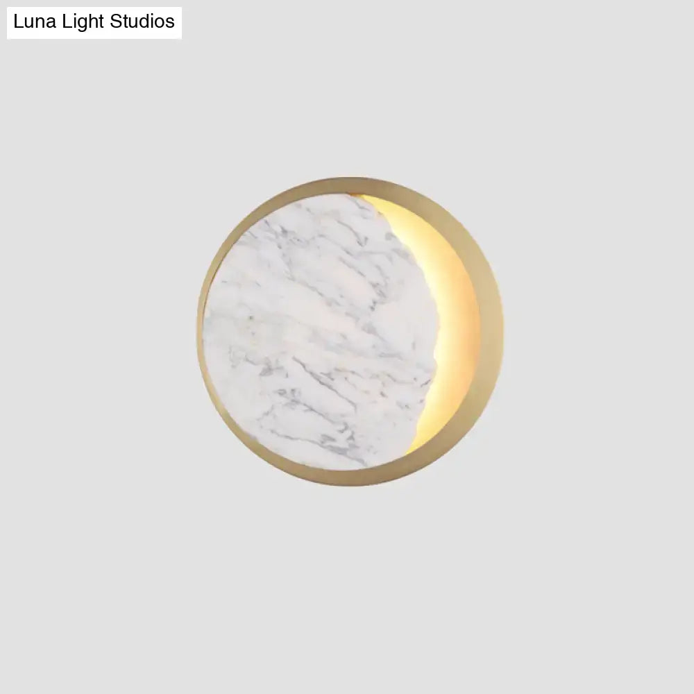 Modern marble gold led wall light bedroom moon mirror sconce