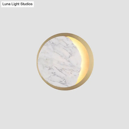 Modern marble gold led wall light bedroom moon mirror sconce