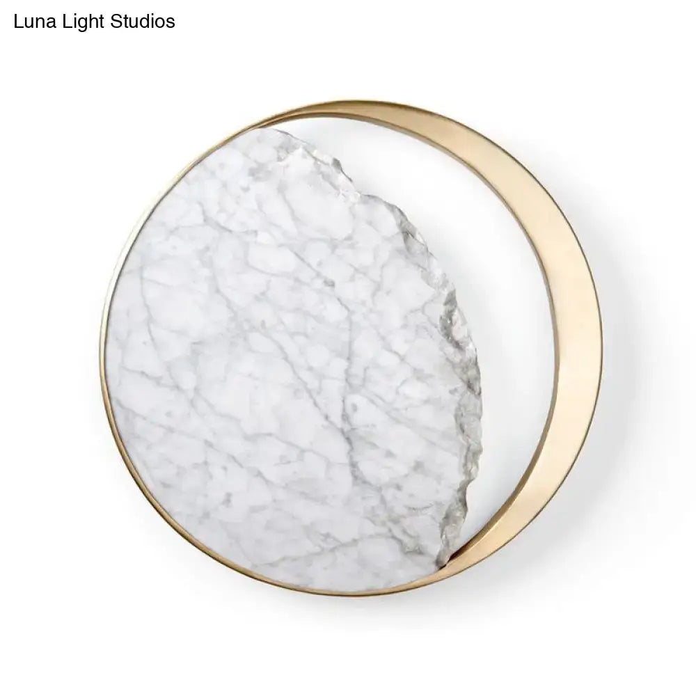 Modern marble gold led wall light bedroom moon mirror sconce