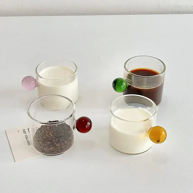 Modern marble sphere glass espresso cups kitchen set with saucers