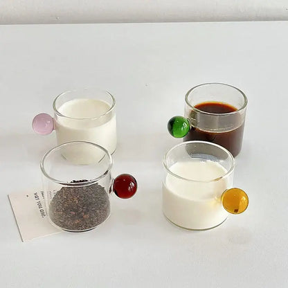 Modern marble sphere glass espresso cups kitchen set with saucers