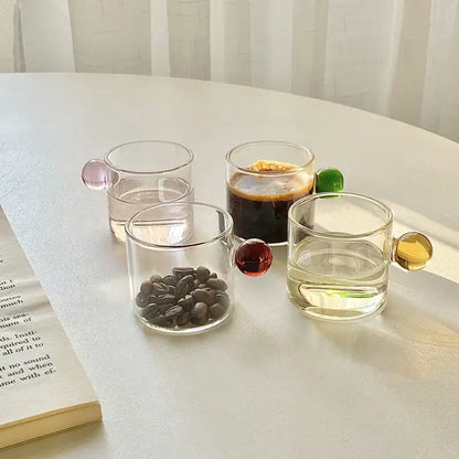 Modern marble sphere glass espresso cups kitchen set with saucers