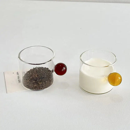 Modern marble sphere glass espresso cups kitchen set with saucers