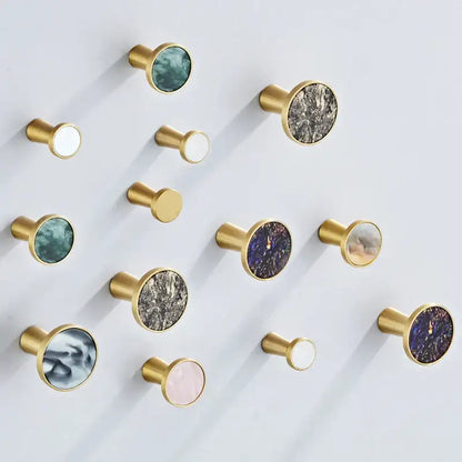 Modern marbled stone and brushed gold towel hook bathroom decor