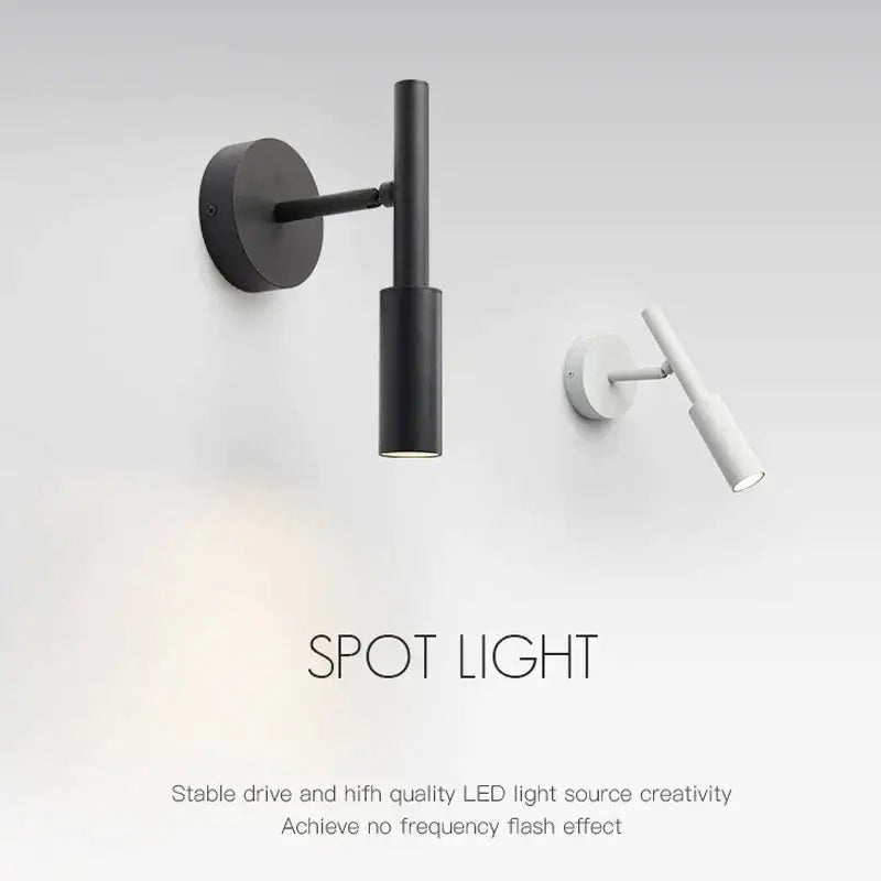 Modern matte black adjustable led wall lamp for bedroom reading