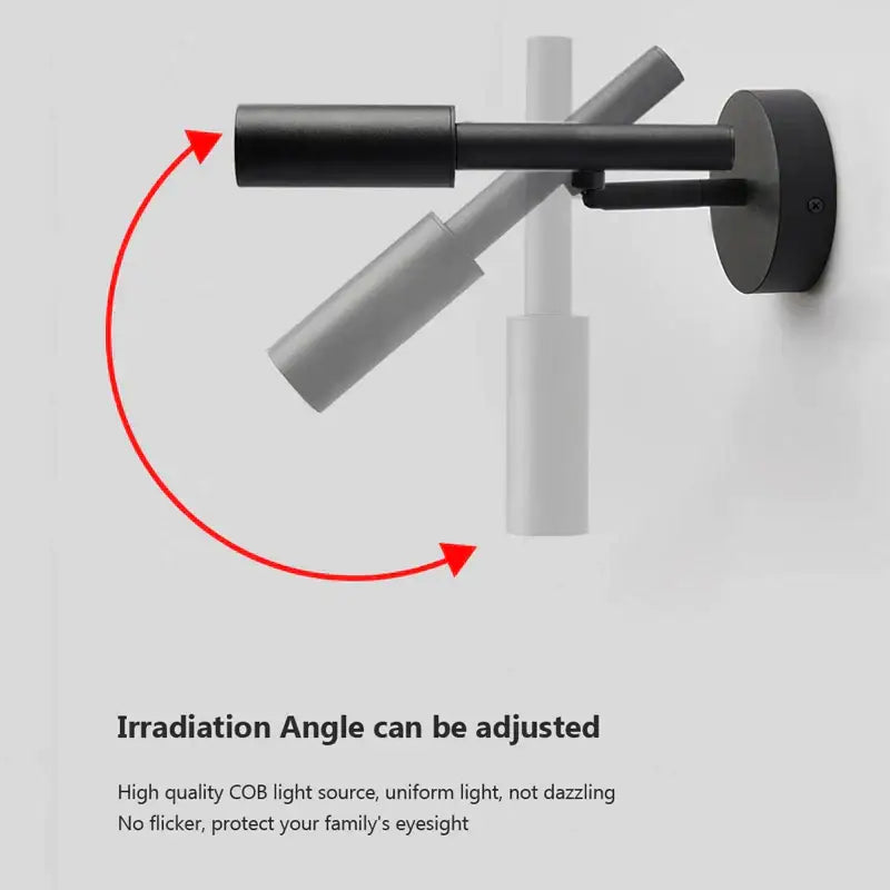 Modern matte black adjustable led wall lamp for bedroom reading