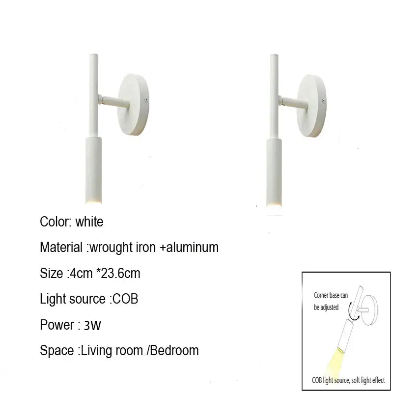 Modern matte black adjustable led wall lamp for bedroom reading