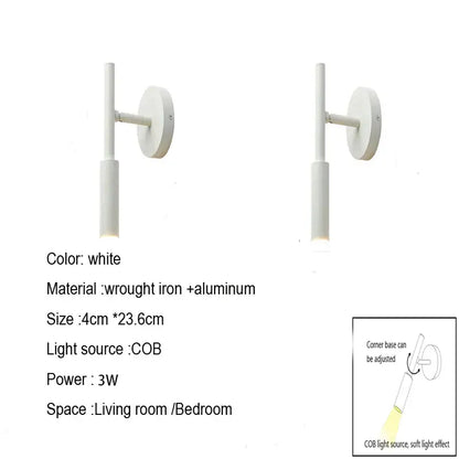 Modern matte black adjustable led wall lamp for bedroom reading