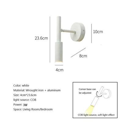 Modern matte black adjustable led wall lamp for bedroom reading