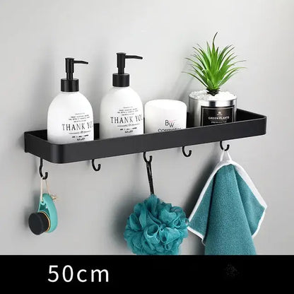 Modern matte black aluminum corner shelf bathroom storage holder