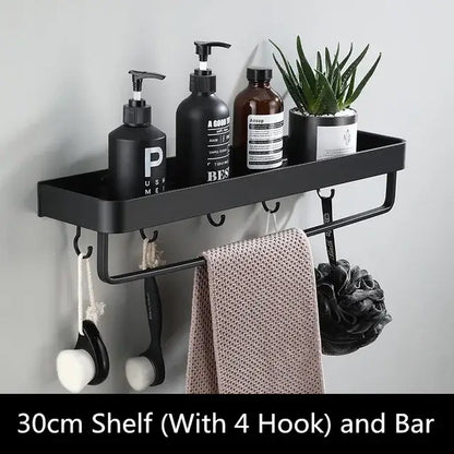 Modern matte black aluminum corner shelf bathroom storage holder