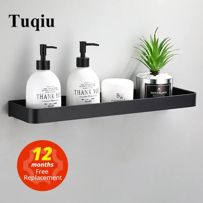 Modern matte black aluminum corner shelf bathroom storage holder