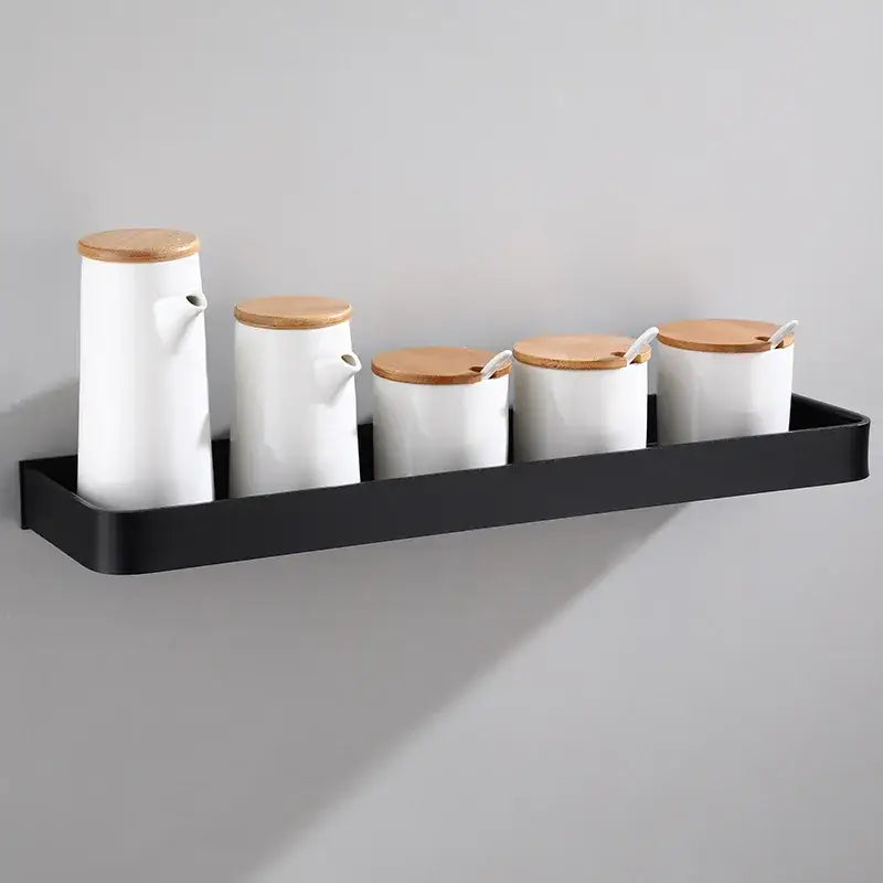 Modern matte black aluminum corner shelf bathroom storage holder