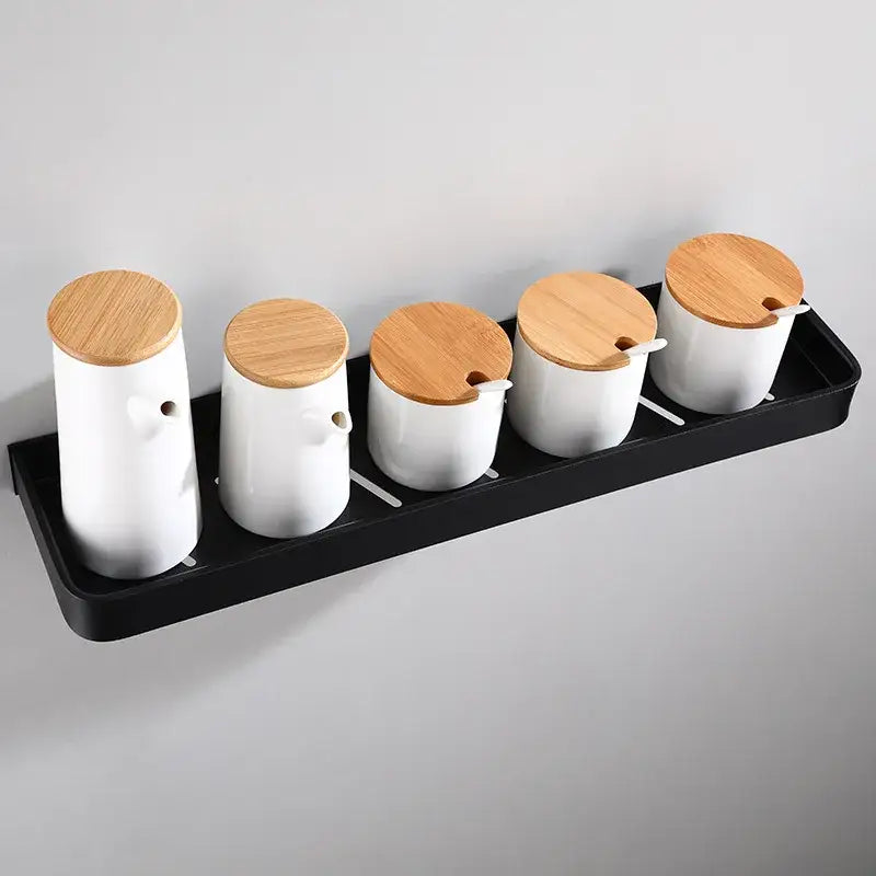 Modern matte black aluminum corner shelf bathroom storage holder