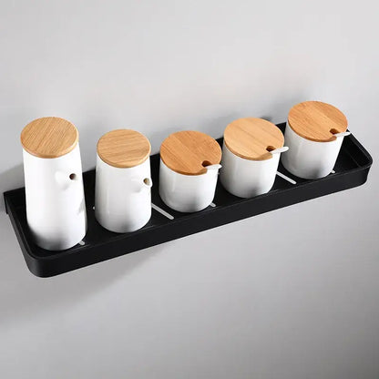 Modern matte black aluminum corner shelf bathroom storage holder