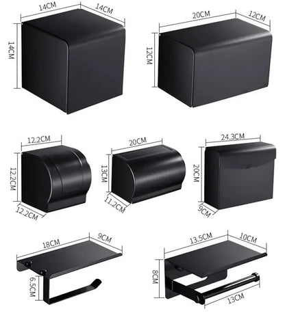 Modern matte black aluminum paper holder bathroom cube rack