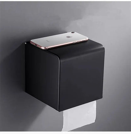 Modern matte black aluminum paper holder bathroom cube rack