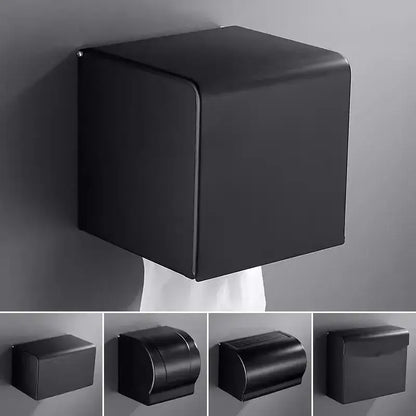 Modern matte black aluminum paper holder bathroom cube rack