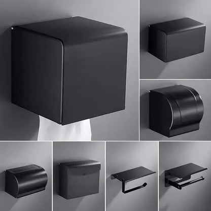 Modern matte black aluminum paper holder bathroom cube rack
