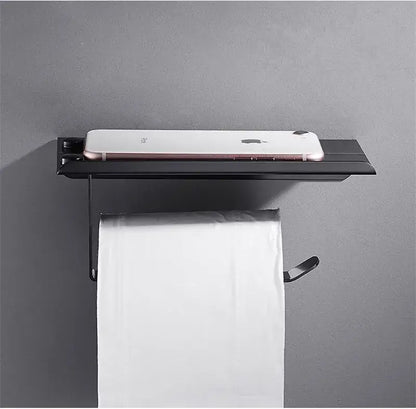 Modern matte black aluminum paper holder bathroom cube rack