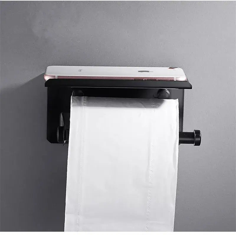 Modern matte black aluminum paper holder bathroom cube rack