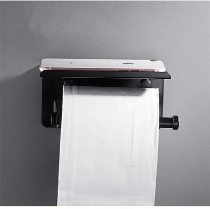 Modern matte black aluminum paper holder bathroom cube rack