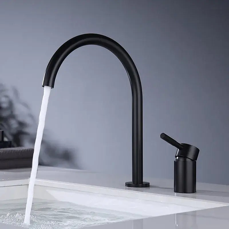 Modern matte black and brushed gold basin faucet bathroom sink tap