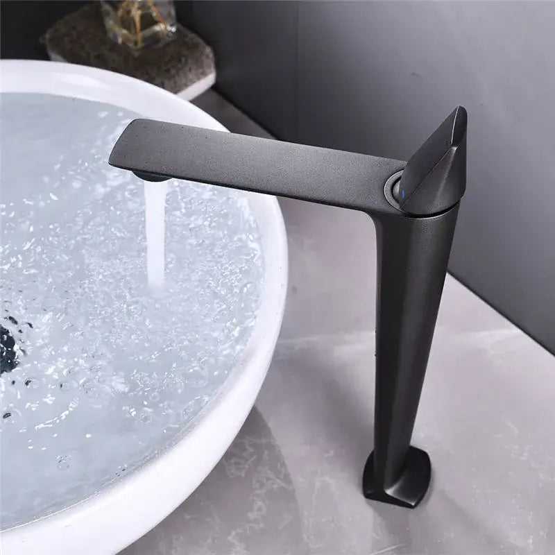 Modern matte black and white brass sink faucet bathroom water tap