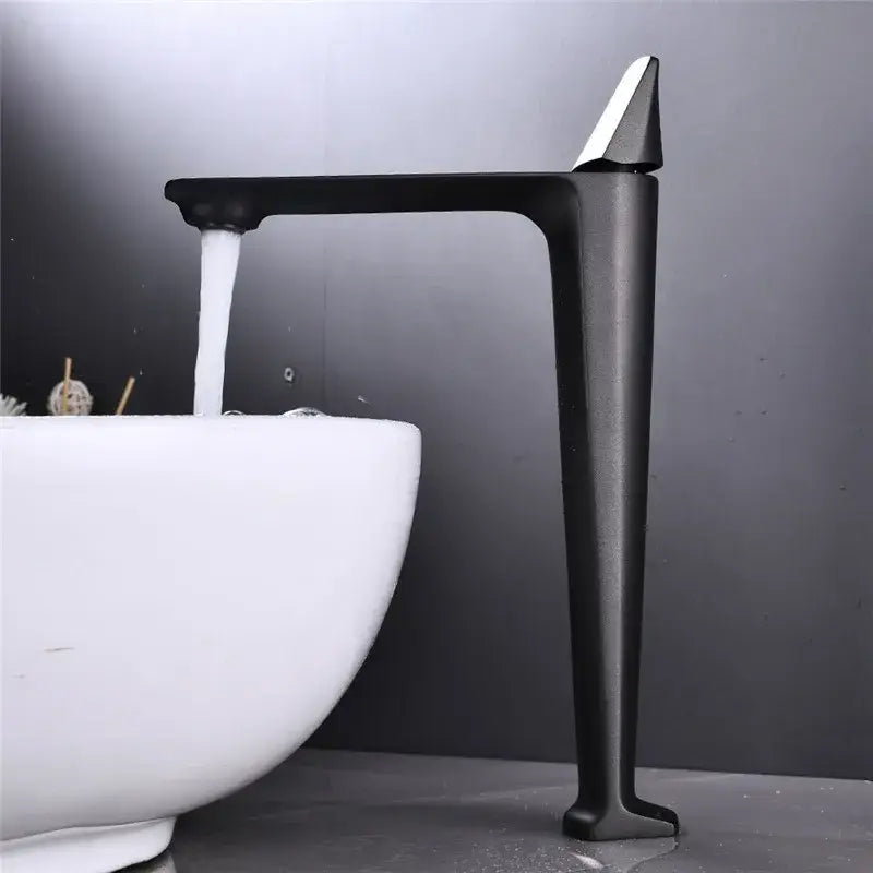 Modern matte black and white brass sink faucet bathroom water tap